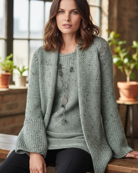Ensemble : gilet et top en jersey endroit et envers