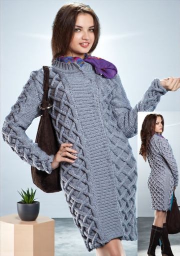 Manteau au Point Tressé Diagonal