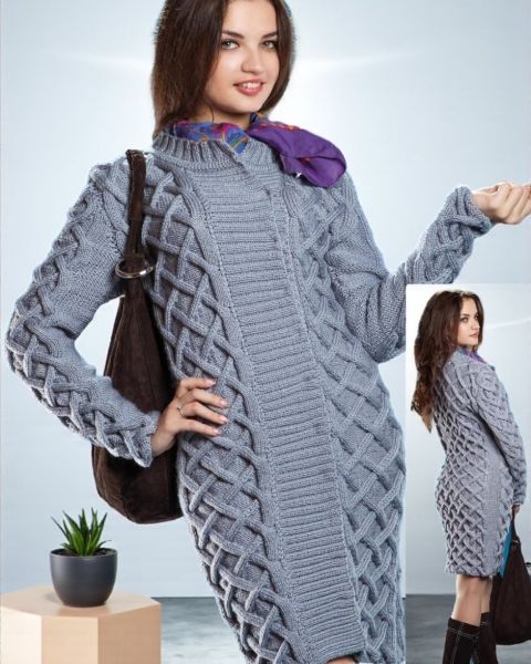 Manteau au Point Tressé Diagonal