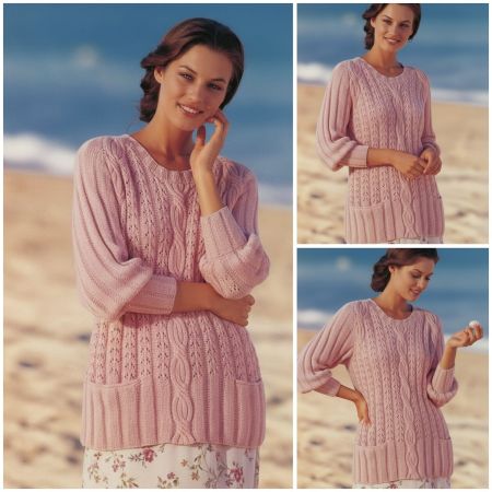 Pull long raglan avec poches