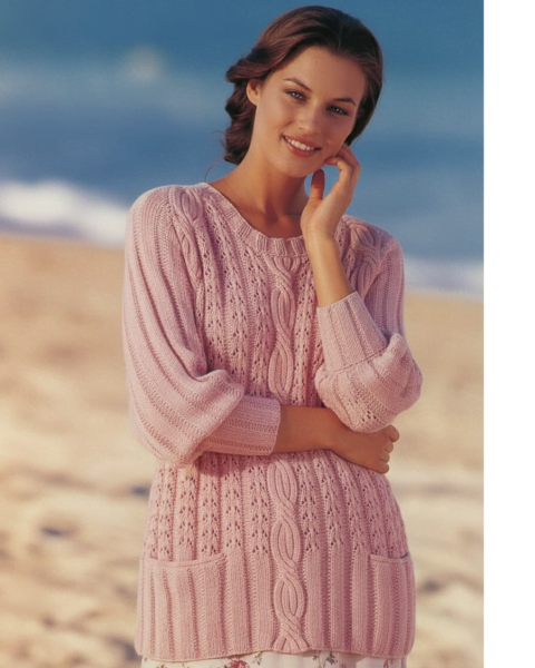 Pull long raglan avec poches
