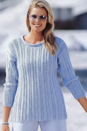 Pull au Point Ajouré en Bandes