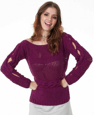 Pull avec Torsade et Panneau Ajouré
