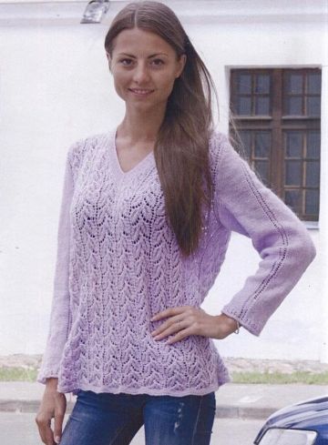 Pull avec Point Feuilles au Tricot