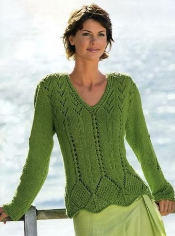 Pull au mix de points avec encolure en V
