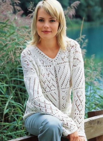 Pull au Point Ajouré Style Patchwork