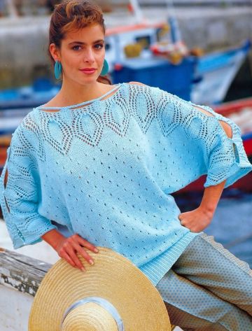 Pull avec empiècement à Losanges Ajourés