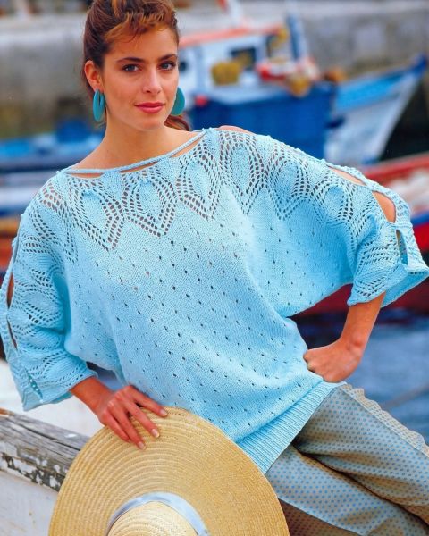 Pull avec empiècement à Losanges Ajourés