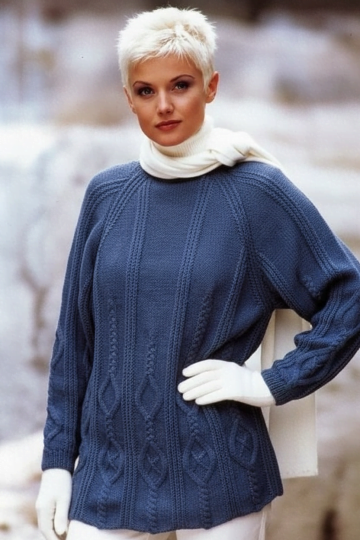 Pull raglan à Torsades et Losanges
