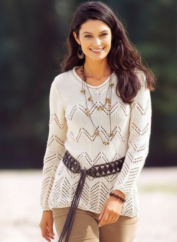 Pull Ajouré à Motif Zigzag