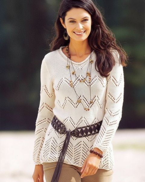 Pull Ajouré à Motif Zigzag