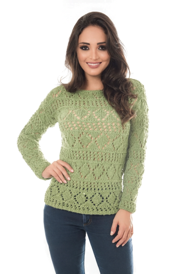 Pull avec Losanges Ajourés et Rayures