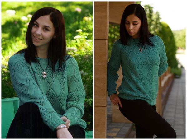 Pull Raglan avec Losanges Ajourés