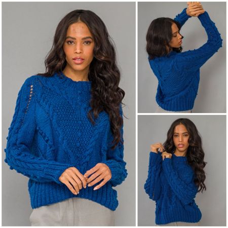 Pull avec Point en Relief et Torsades