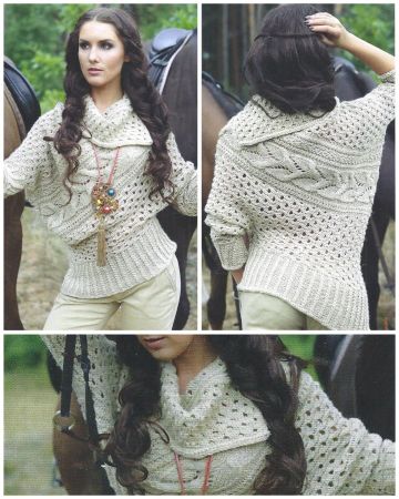 Pull Asymétrique à Torsades et Point Ajouré