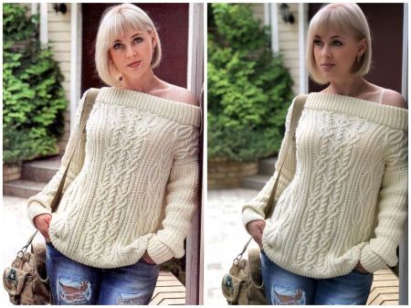 Pull avec Torsades en relief