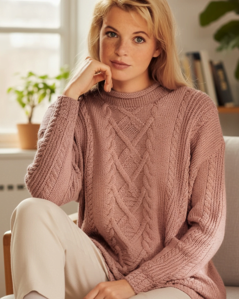 Pull avec Torsades au Tricot