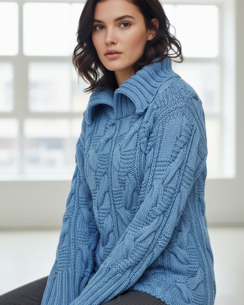 Pull à torsades au Tricot