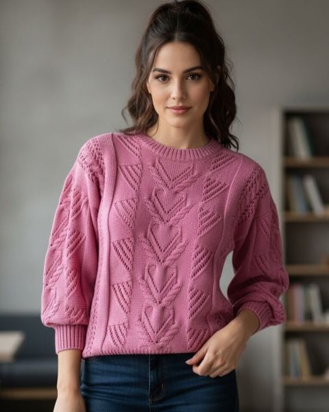 Pull avec Point Ajouré à Torsades