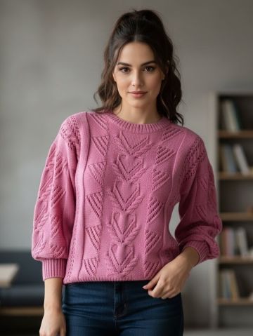Pull avec Point Ajouré à Torsades