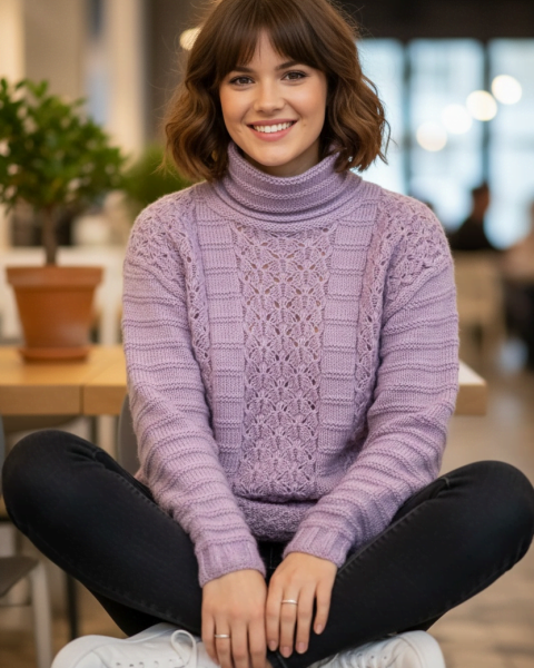 Pull à bande ajourée