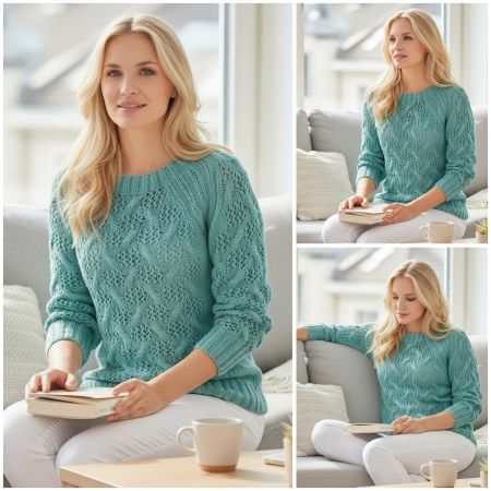 Pull avec Point Ajouré et Torsades
