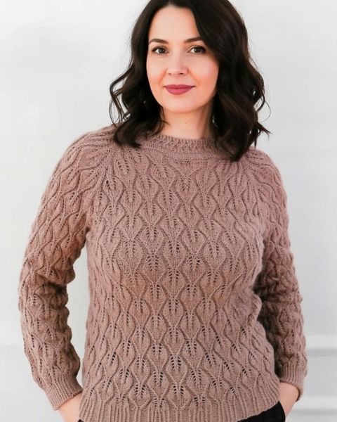 Pull raglan avec le Point Feuilles