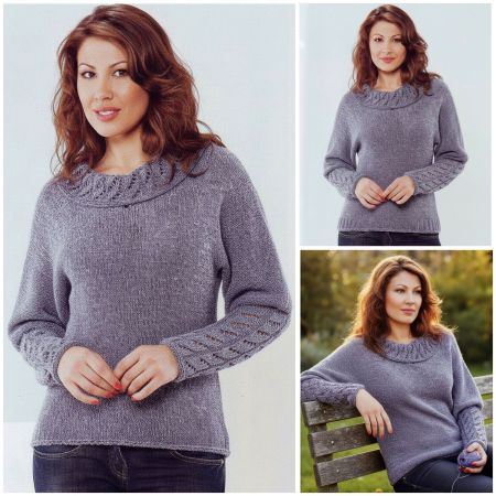Pull avec manches et col ajourés