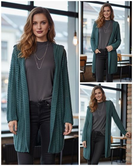 Cardigan avec col au point de côtes ajourées