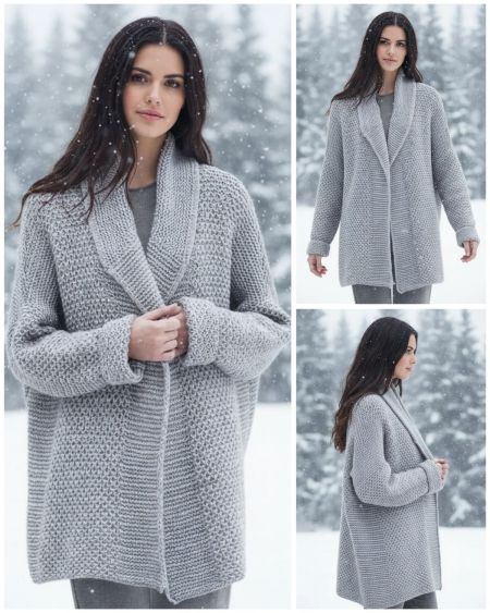 Cardigan volumineux sans fermeture au point fantaisie