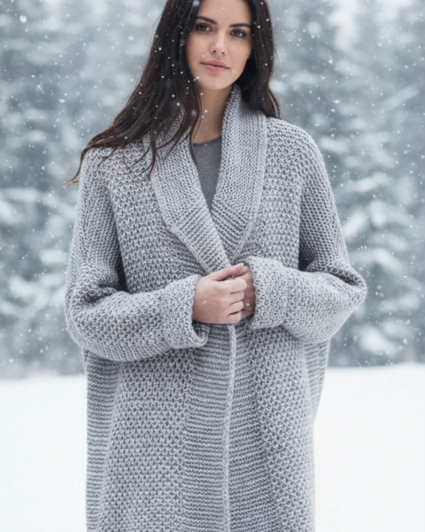 Cardigan volumineux sans fermeture au point fantaisie