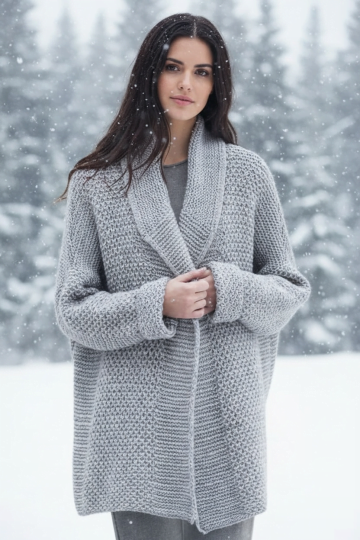 Cardigan volumineux sans fermeture au point fantaisie