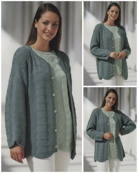 Veste avec point brioche et motif à carreaux