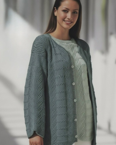 Veste avec point brioche et motif à carreaux