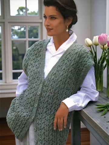 Gilet à Torsades Ajourées