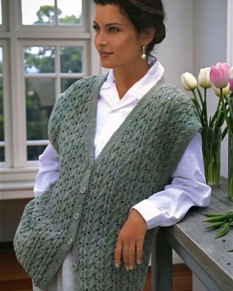 Gilet à Torsades Ajourées