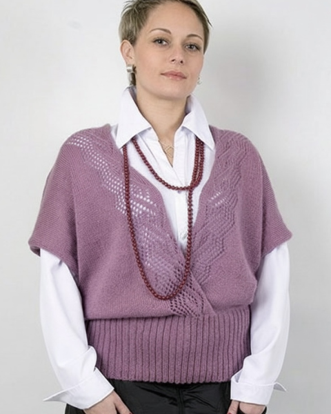Gilet sans manches avec Point Ajouré à Rayures