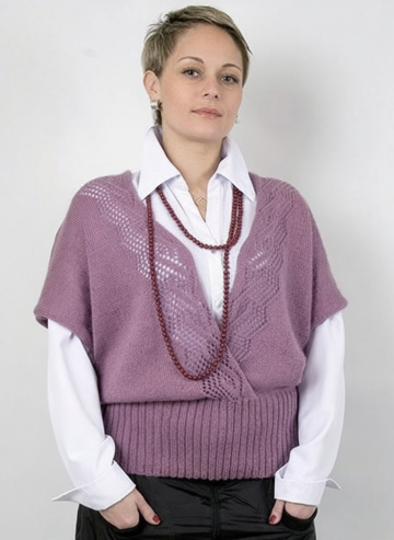Gilet sans manches avec Point Ajouré à Rayures