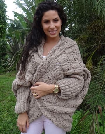 Gilet Cocon au Point Feuilles