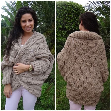 Gilet Cocon au Point Feuilles