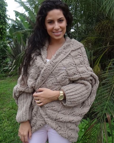 Gilet Cocon au Point Feuilles