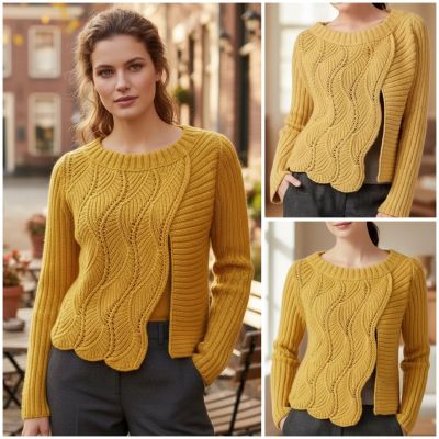 Gilet avec point de côtes et point fantaisie