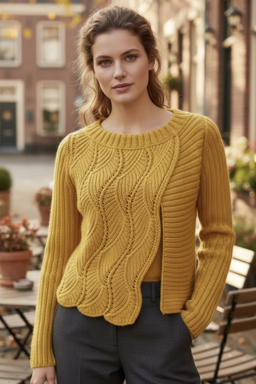 Gilet avec point de côtes et point fantaisie