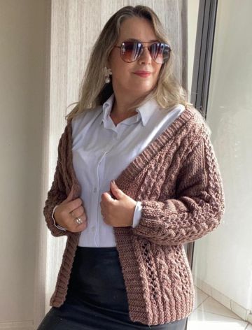 Gilet avec Point Torsades Ajourées