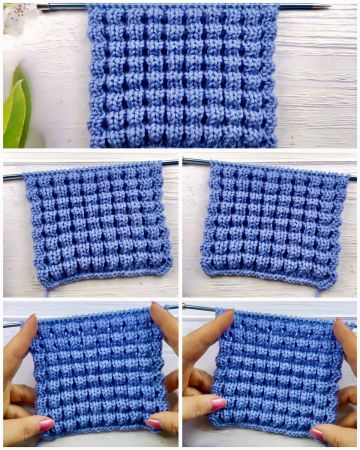 Point Tricot Carrés en relief
