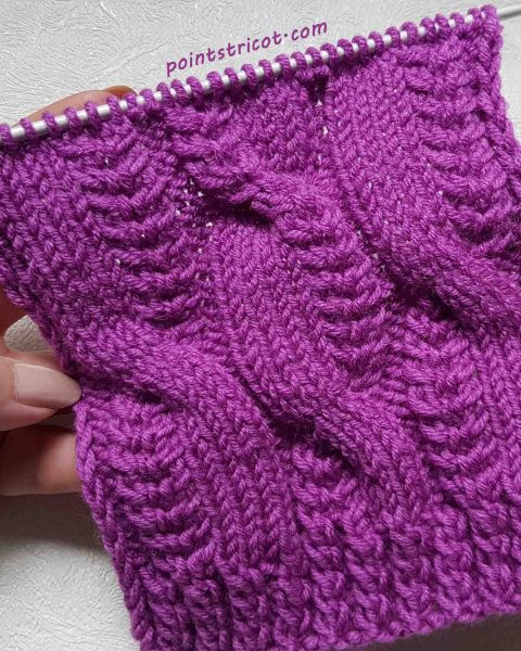 Grosse Torsade à 8 et 16 mailles au Tricot