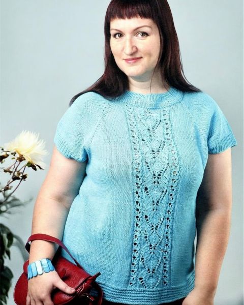Top raglan avec panneau central ajouré